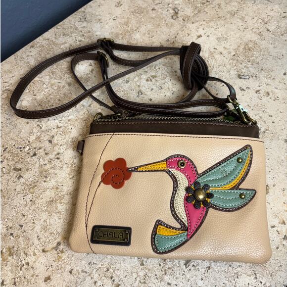 Chala Handbags - Chala Hummingbird Beige Tan Vegan Leather Handbag Crossbody Purse New